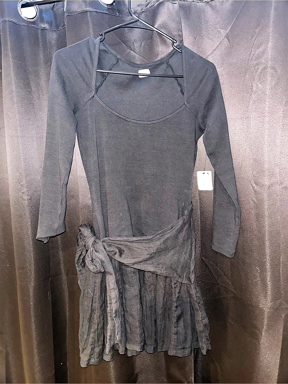Free People Onda Sleeved Mini Dress Women'Small Long Sleeve Black Small